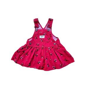 OshKosh Bgosh Red Floral Corduroy Jumper Dress Girls 12 Months